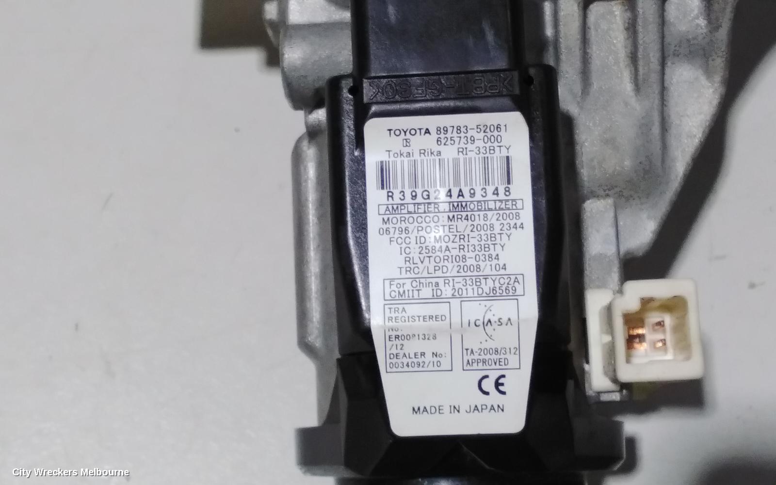 TOYOTA YARIS IGNITION W/ KEY, NCP13#, 1.3, MANUAL T/M, 08/2011 - 12/2019