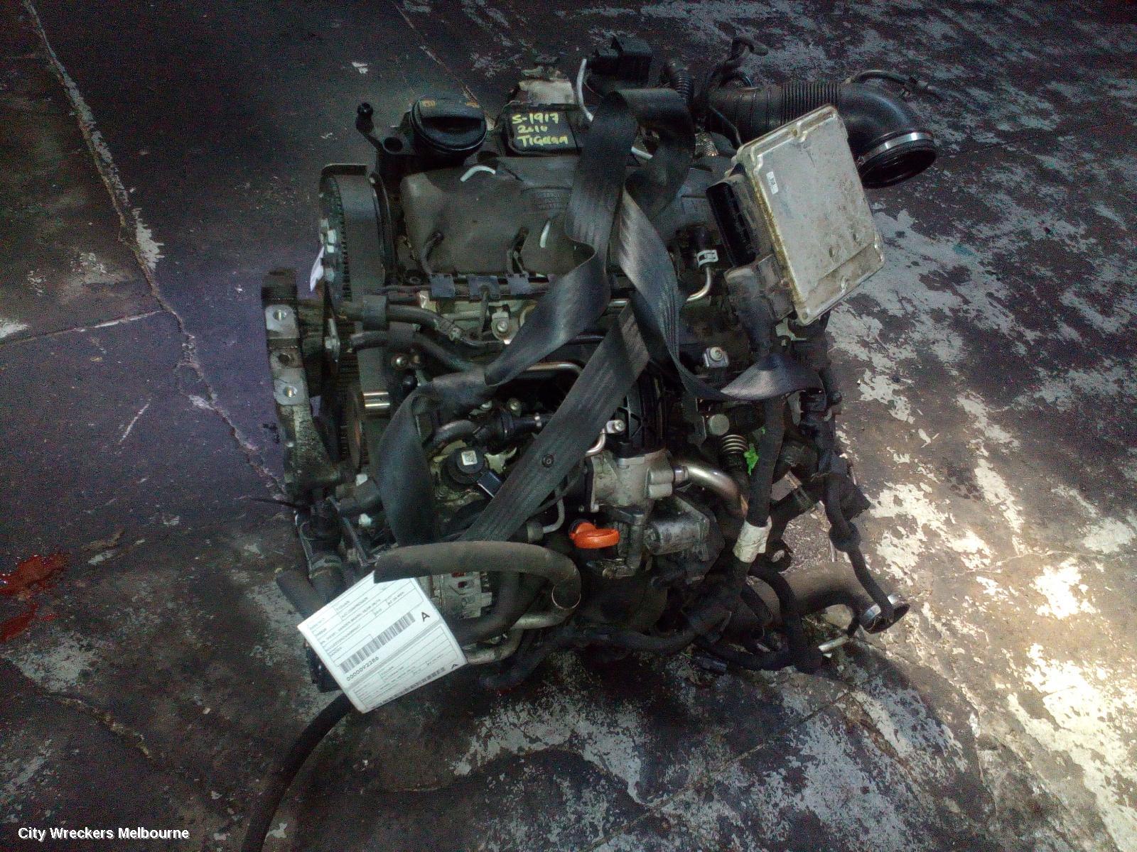 VOLKSWAGEN TIGUAN ENGINE, DIESEL, 2.0, TURBO, 5N, CBAB CODE, 07/2009 - 08/2016