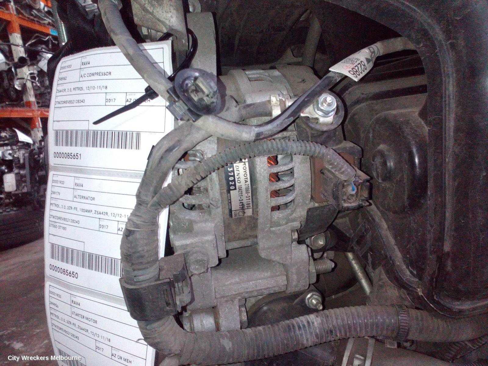 TOYOTA RAV4 ALTERNATOR, PETROL, 2.0, 3ZR-FE, 100AMP, ZSA42R, 12/2012 - 11/2018