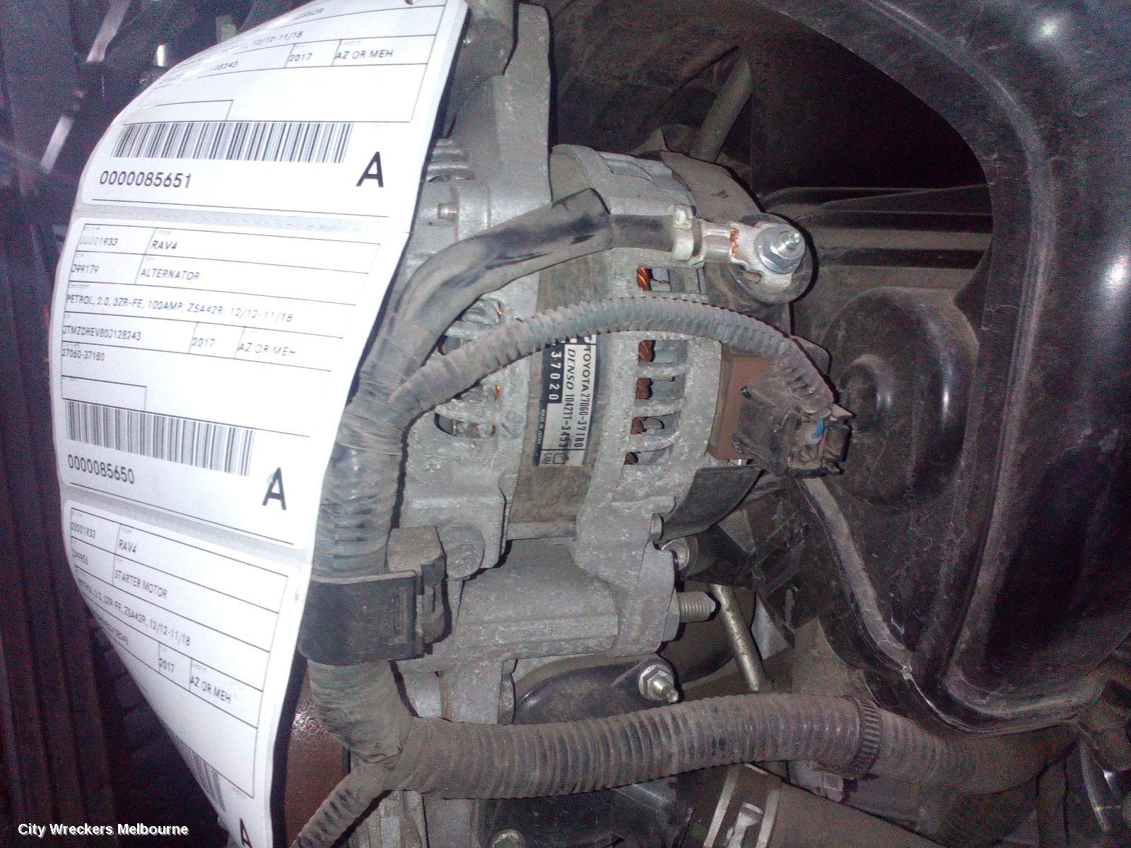 TOYOTA RAV4 ALTERNATOR, PETROL, 2.0, 3ZR-FE, 100AMP, ZSA42R, 12/2012 - 11/2018