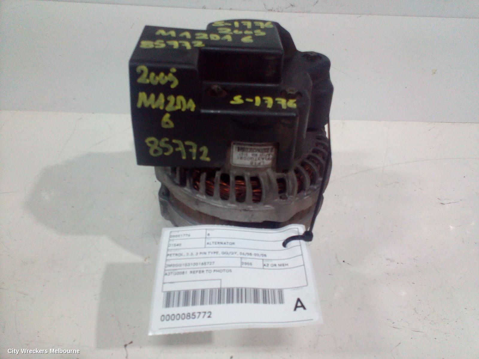 MAZDA 6 ALTERNATOR, PETROL, 2.3, 3 PIN TYPE, GG/GY, 06/2005 - 02/2008
