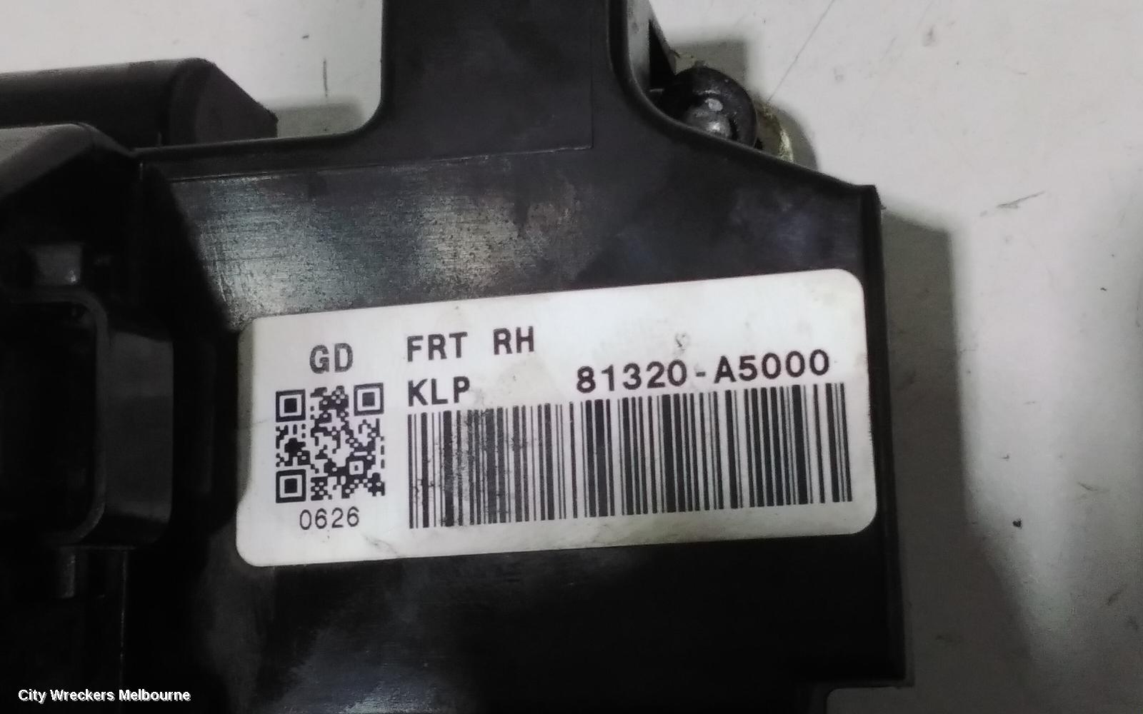 HYUNDAI I30 DOOR/BOOT/GATE LOCK, RIGHT FRONT DOOR LOCK, GD, 5DR HATCH, STANDARD HANDLE TYPE, 03/2012 - 02/2017