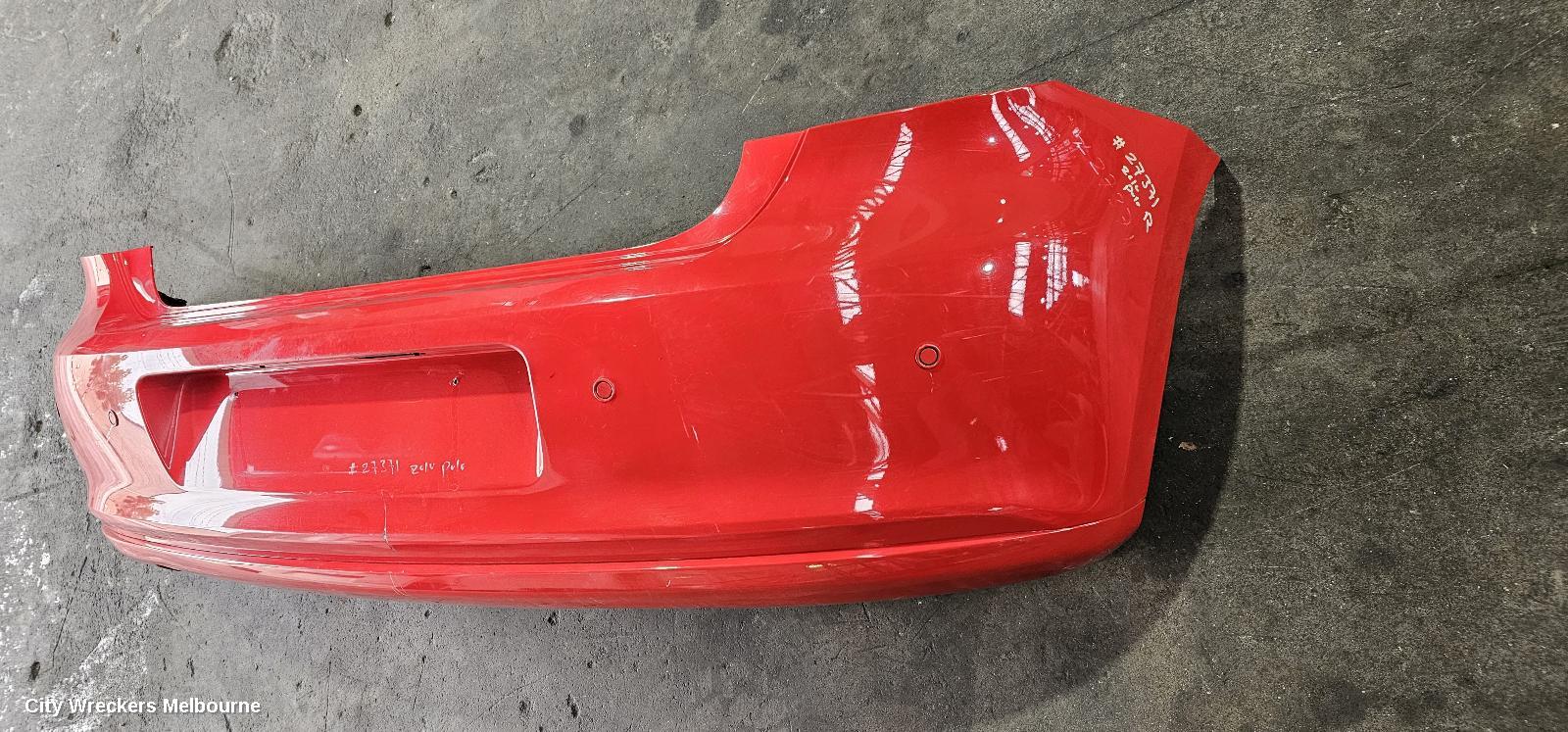 VOLKSWAGEN POLO REAR BUMPER, 6R, COMFORTLINE/TRENDLINE, W/ PARK SENSOR TYPE, 05/2010 - 05/2014