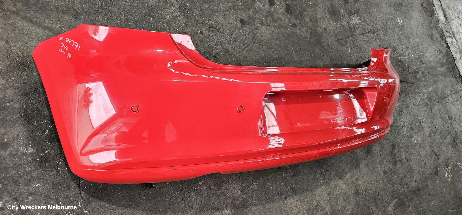 VOLKSWAGEN POLO REAR BUMPER, 6R, COMFORTLINE/TRENDLINE, W/ PARK SENSOR TYPE, 05/2010 - 05/2014