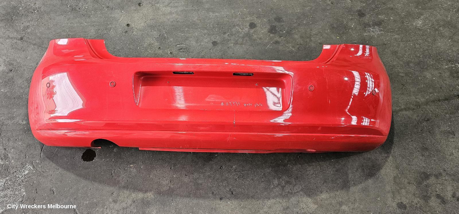 VOLKSWAGEN POLO REAR BUMPER, 6R, COMFORTLINE/TRENDLINE, W/ PARK SENSOR TYPE, 05/2010 - 05/2014