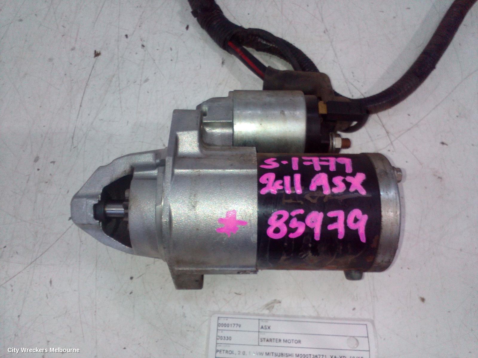 MITSUBISHI ASX STARTER, PETROL, 2.0, 1.3KW MITSUBISHI M000T38771, XA-XD, 12/2010 ONWARDS