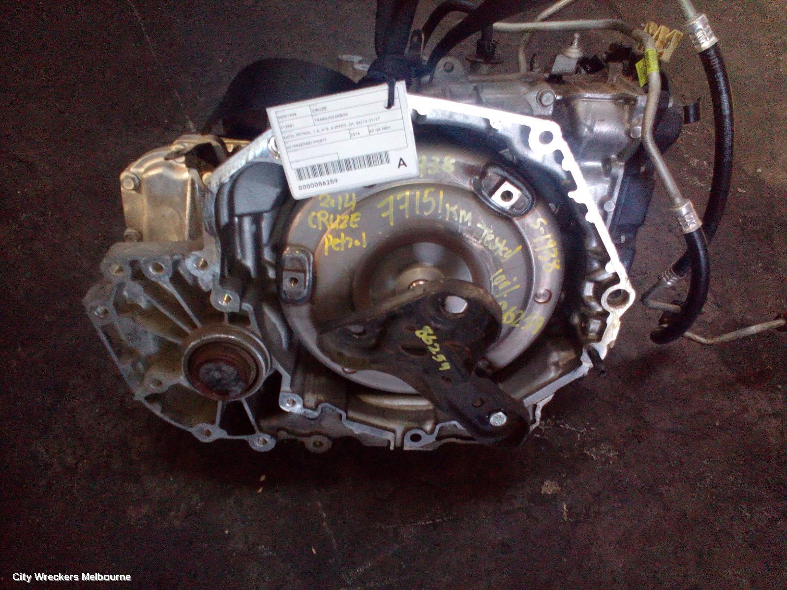 HOLDEN CRUZE TRANS/GEARBOX, AUTO, PETROL, 1.6, A16, 6 SPEED, JH, 03/2013 - 01/2017