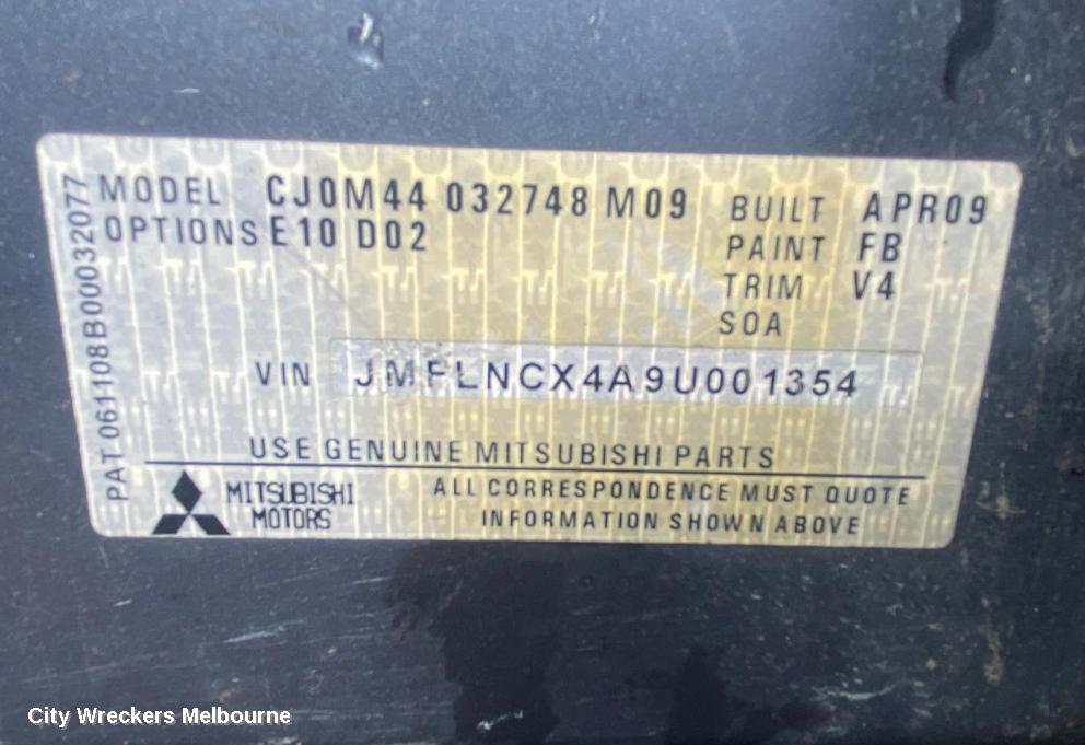 MITSUBISHI LANCER LEFT FRONT DOOR, CJ, SEDAN/HATCH, 07/2007 - 10/2015