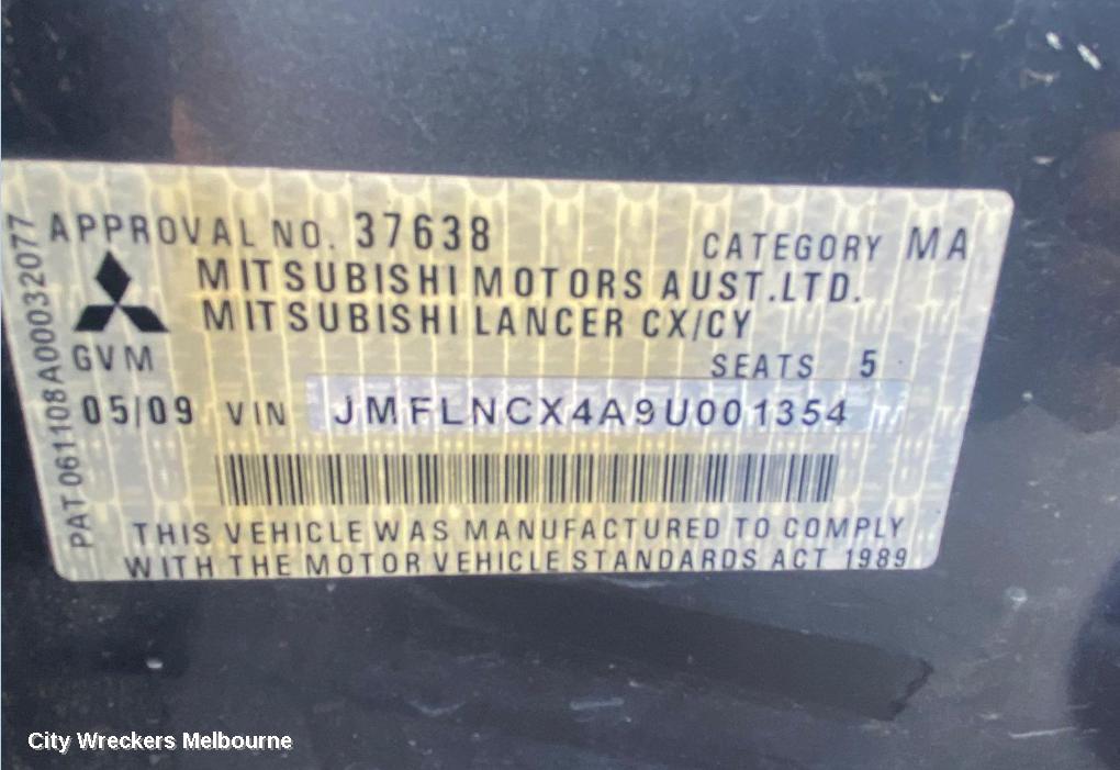 MITSUBISHI LANCER LEFT FRONT DOOR, CJ, SEDAN/HATCH, 07/2007 - 10/2015