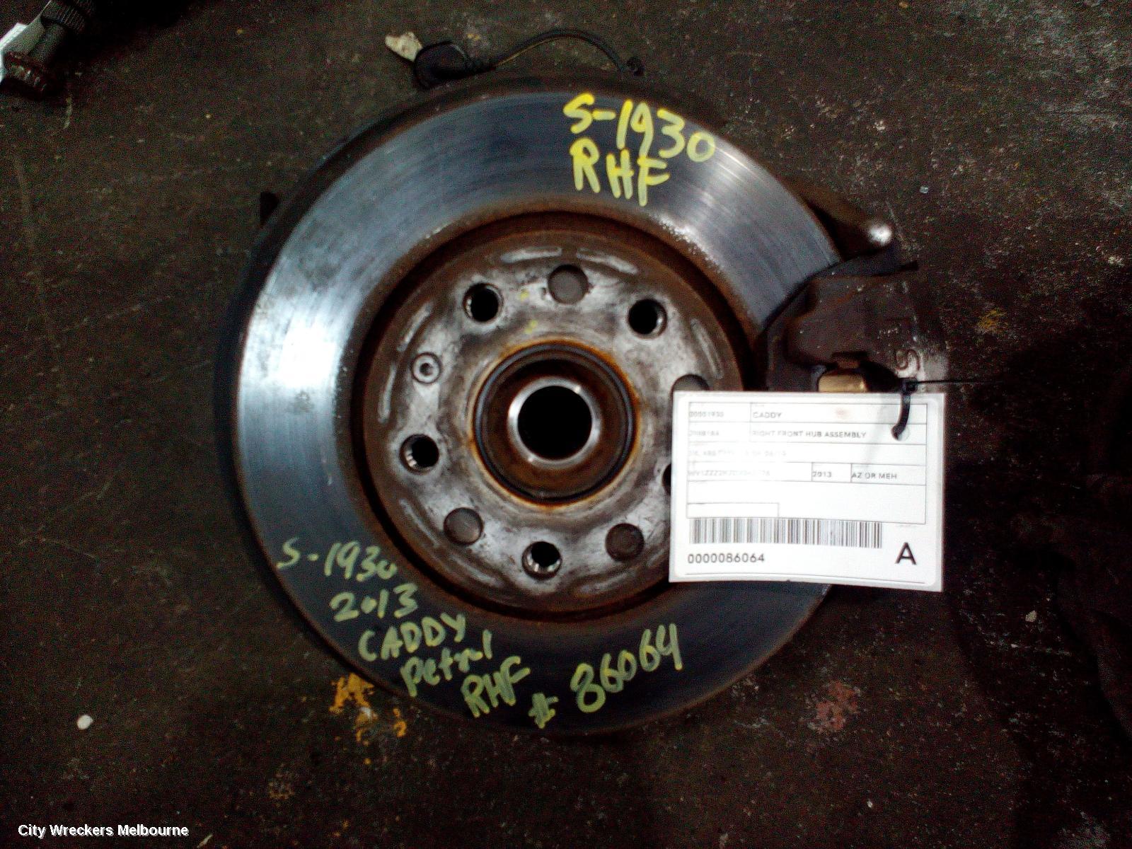 VOLKSWAGEN CADDY RIGHT FRONT HUB ASSEMBLY, 2K, ABS TYPE, 12/2004 - 06/2015