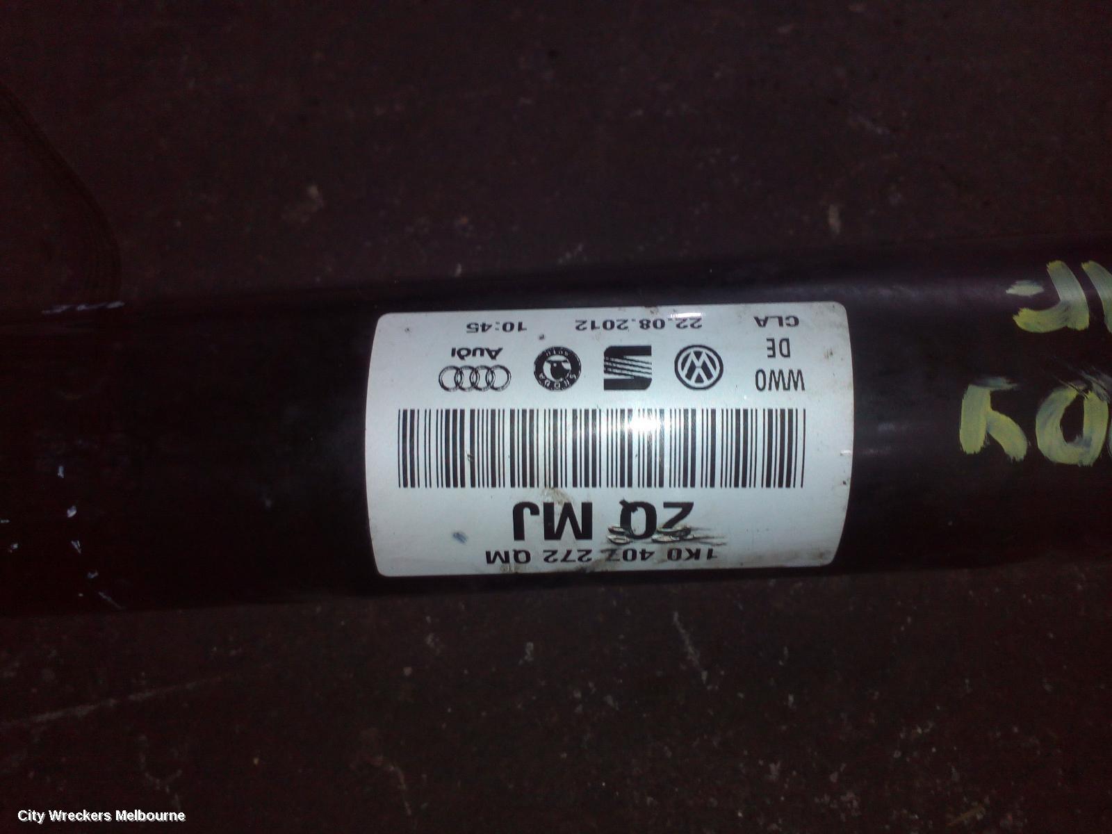 VOLKSWAGEN CADDY RIGHT DRIVESHAFT, PETROL, 1.2, 2K, 08/2010 - 06/2015