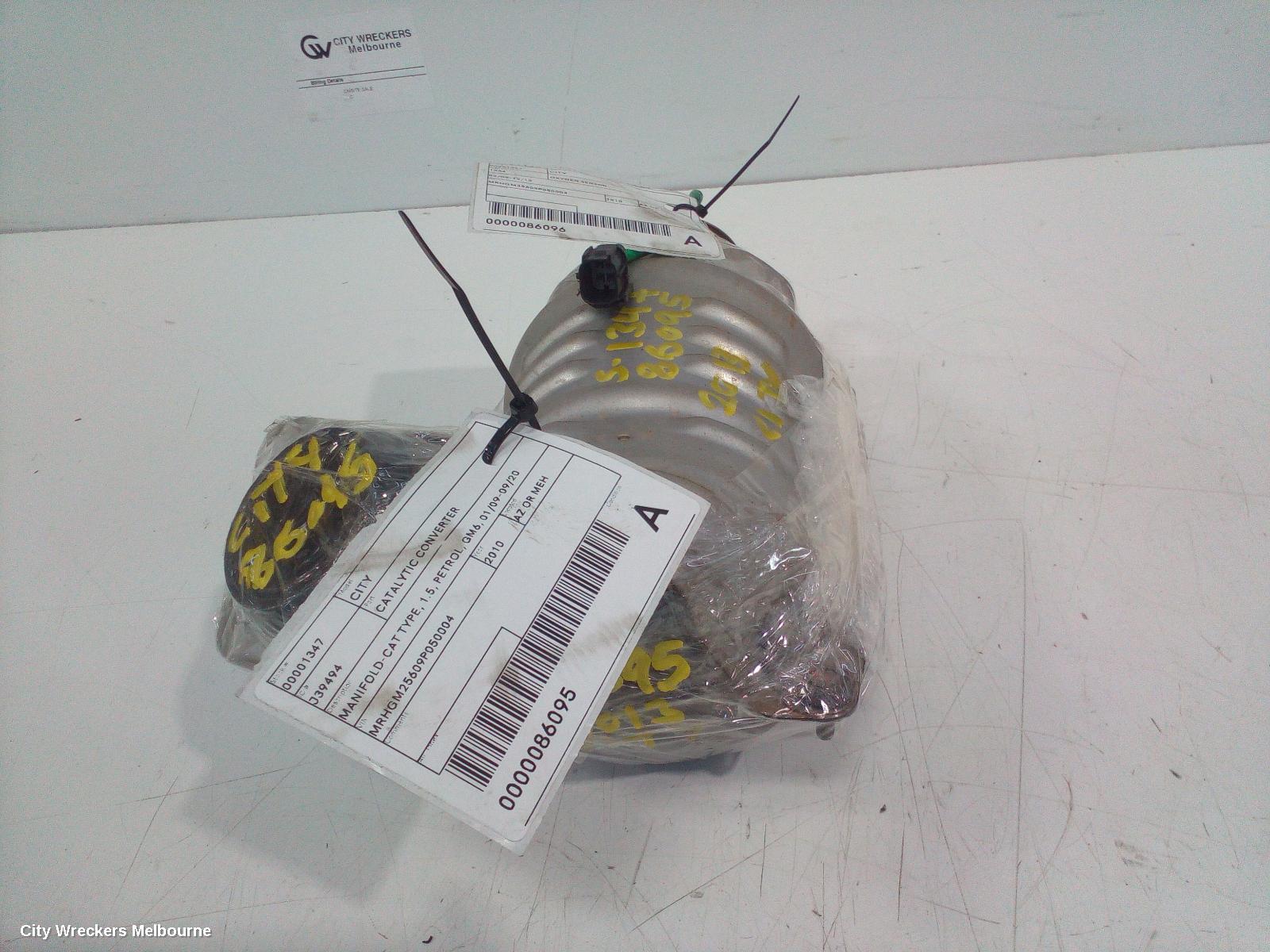 HONDA CITY CATALYTIC CONVERTER, MANIFOLD-CAT TYPE, 1.5, PETROL, GM6, 01/2009 - 09/2020