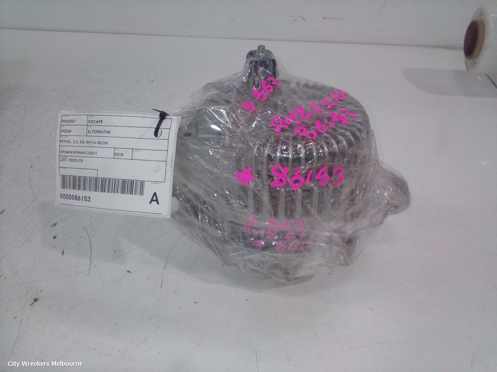 FORD ESCAPE ALTERNATOR, PETROL, 2.0, ZG, 09/2016 - 05/2020