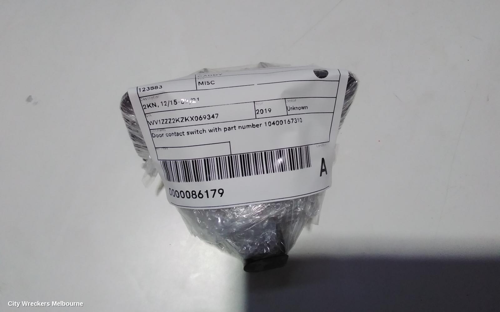 VOLKSWAGEN CADDY, 2KN, 12/2015 - 02/2021, DOOR CONTACT SWITCH WITH PART NUMBER 10400167310: 86179