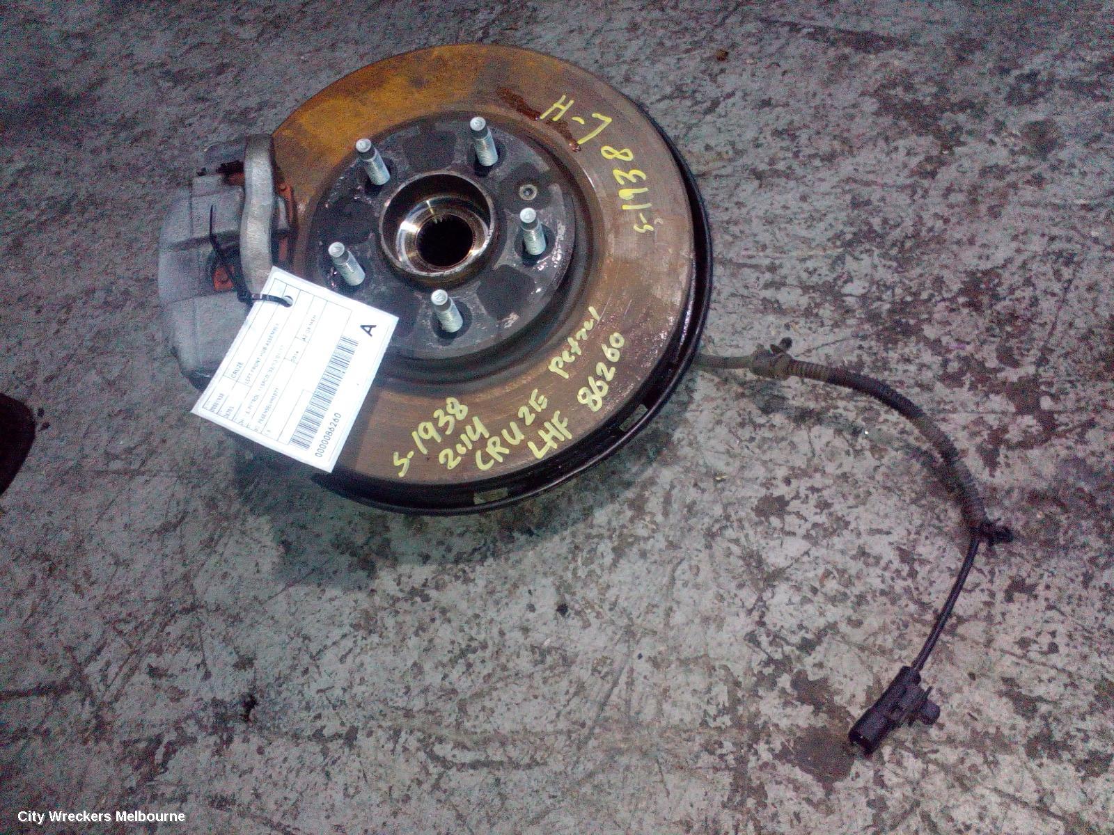 HOLDEN CRUZE LEFT FRONT HUB ASSEMBLY, JH, 1.6, PETROL, 115PCD, 03/2013 - 01/2017
