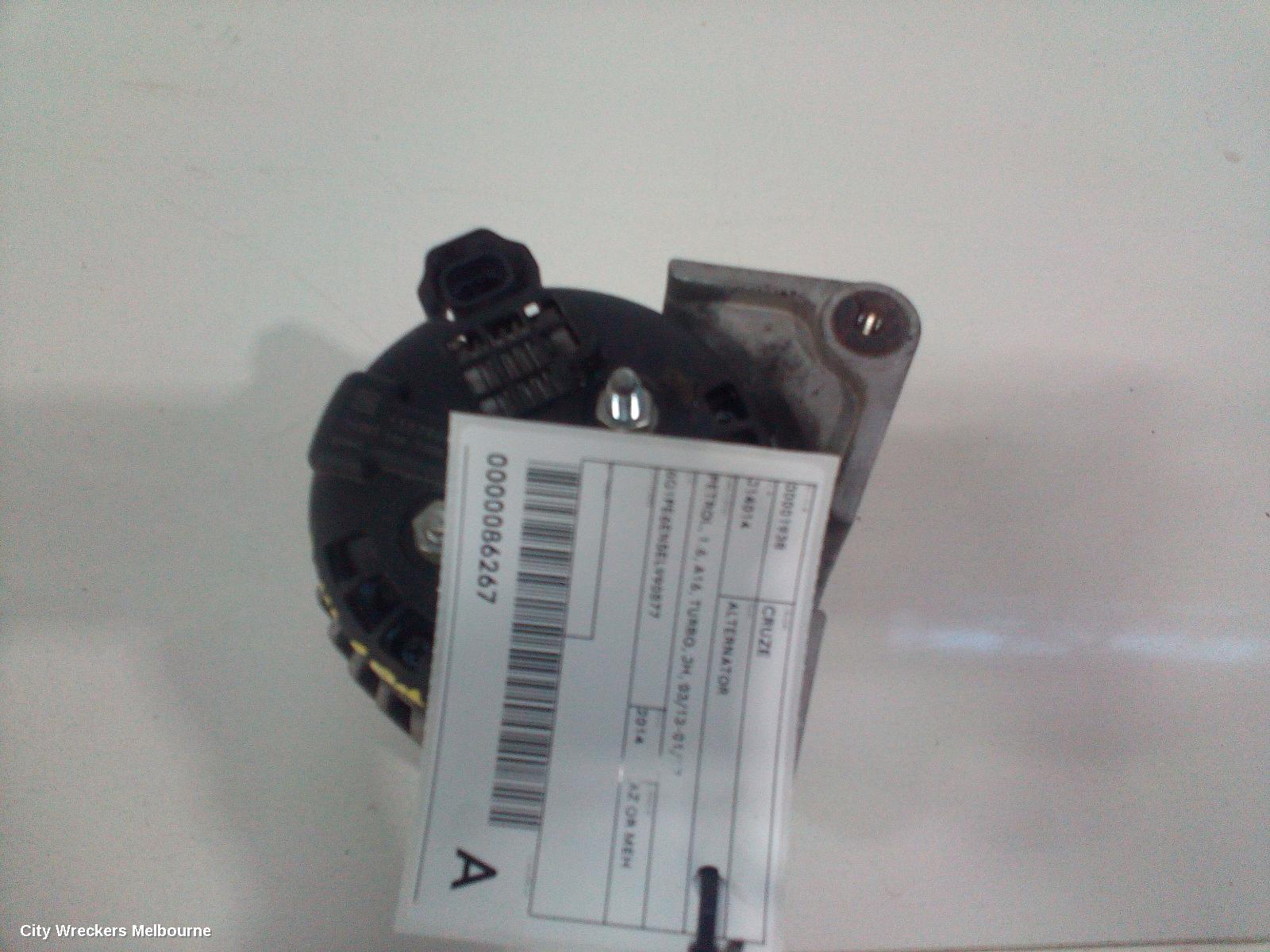 HOLDEN CRUZE ALTERNATOR, PETROL, 1.6, A16, TURBO, JH, 03/2013 - 01/2017