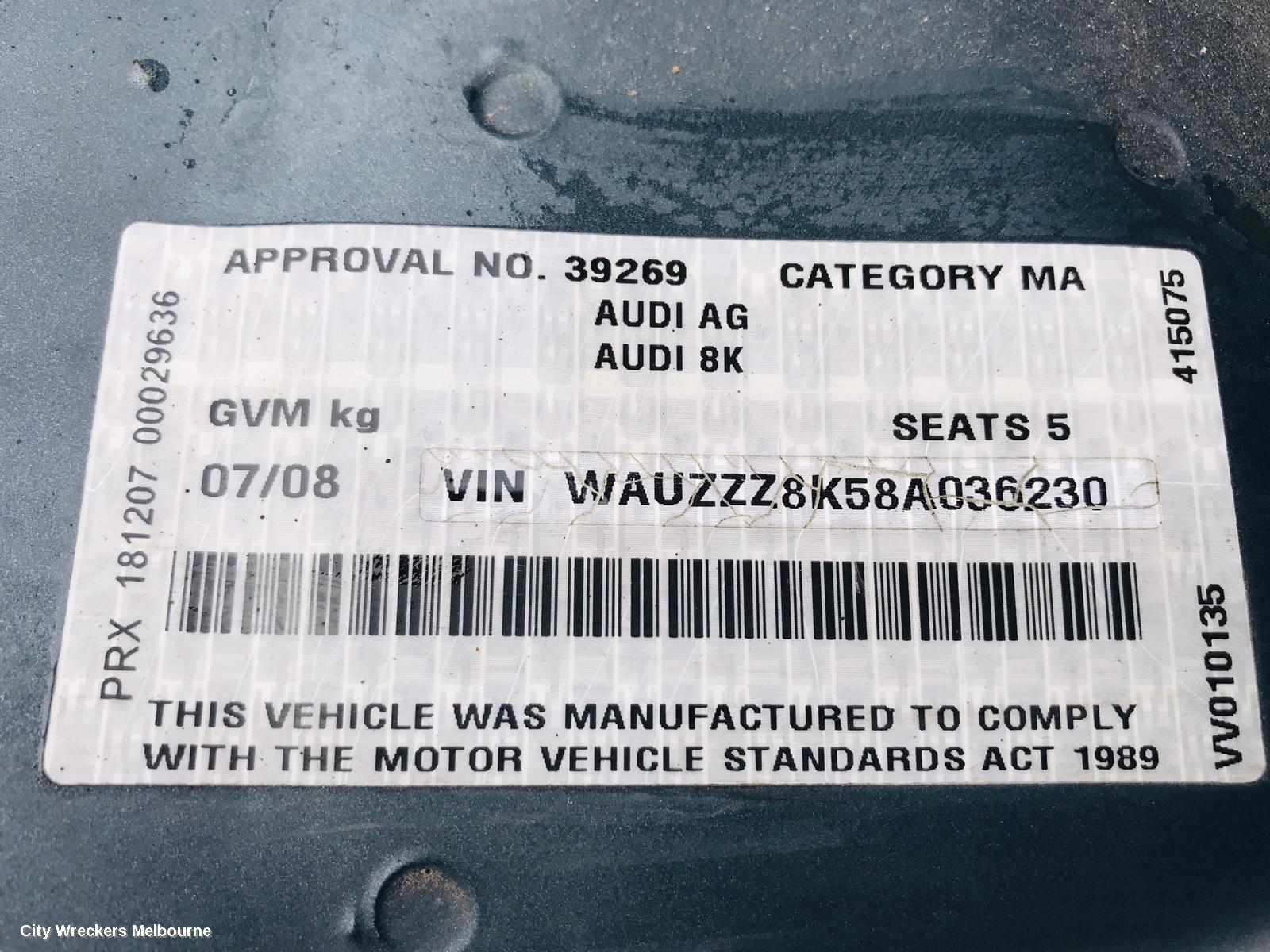 AUDI A4 AIR FLOW METER, 1.8, PETROL, CABB CODE, B8 8K, 02/2008 - 06/2012