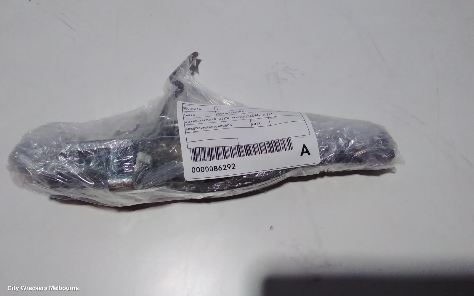 MAZDA 2 DOOR HANDLE, OUTER, LH REAR, DJ/DL, HATCH/SEDAN, 10/2014 ONWARDS