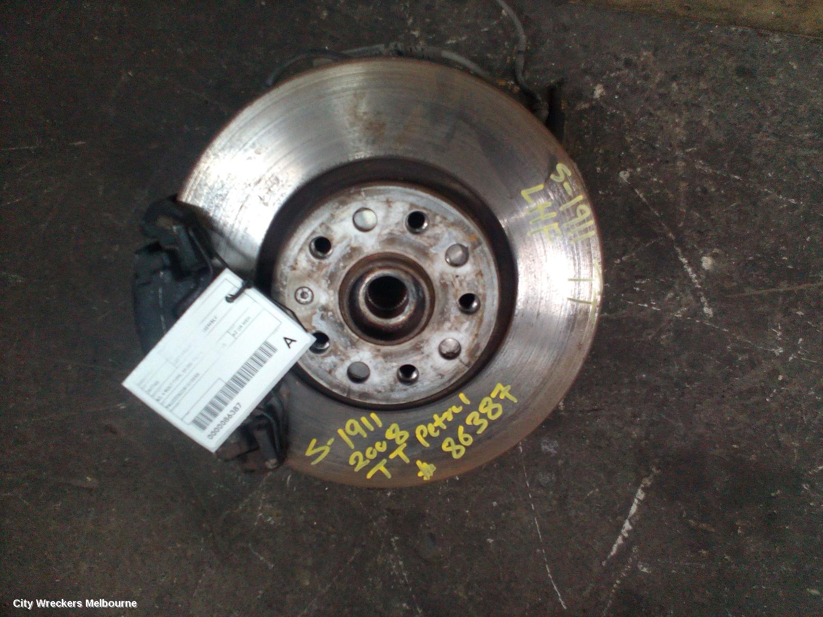 AUDI TT LEFT FRONT HUB ASSEMBLY, 8J, 4 BOLT TYPE, 09/2006 - 12/2014