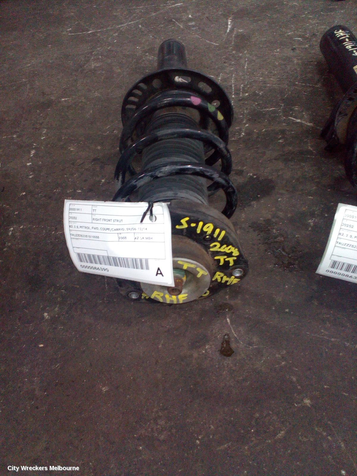AUDI TT RIGHT FRONT STRUT, 8J, 2.0, PETROL, FWD, COUPE/CABRIO, 09/2006 - 12/2014