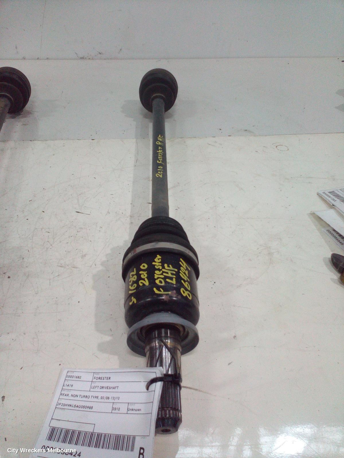 SUBARU FORESTER LEFT DRIVESHAFT, REAR, NON TURBO TYPE, 02/2008 - 12/2012