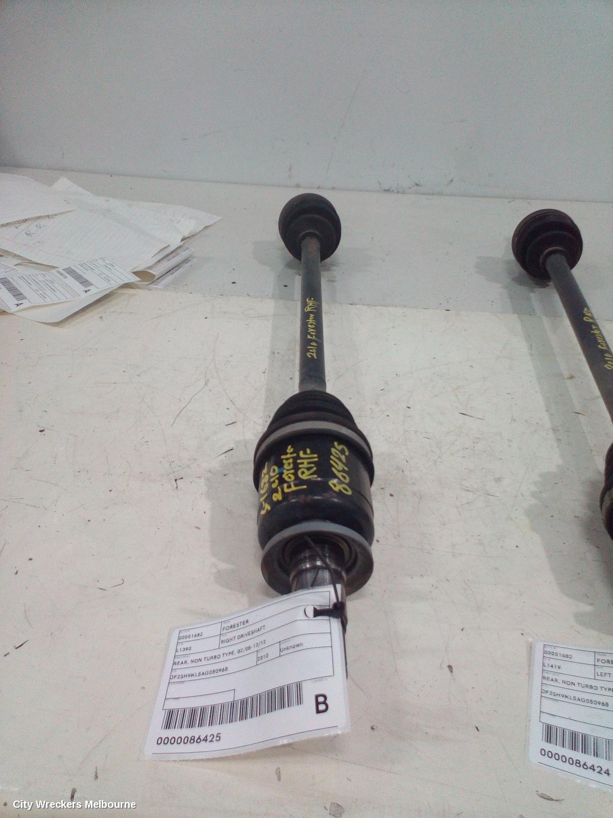 SUBARU FORESTER RIGHT DRIVESHAFT, REAR, NON TURBO TYPE, 02/2008 - 12/2012