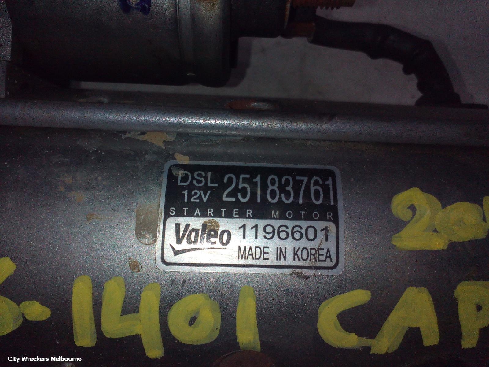 HOLDEN CAPTIVA STARTER, DIESEL, 2.2, CG, 3-BOLT TYPE, 01/2011 - 06/2018