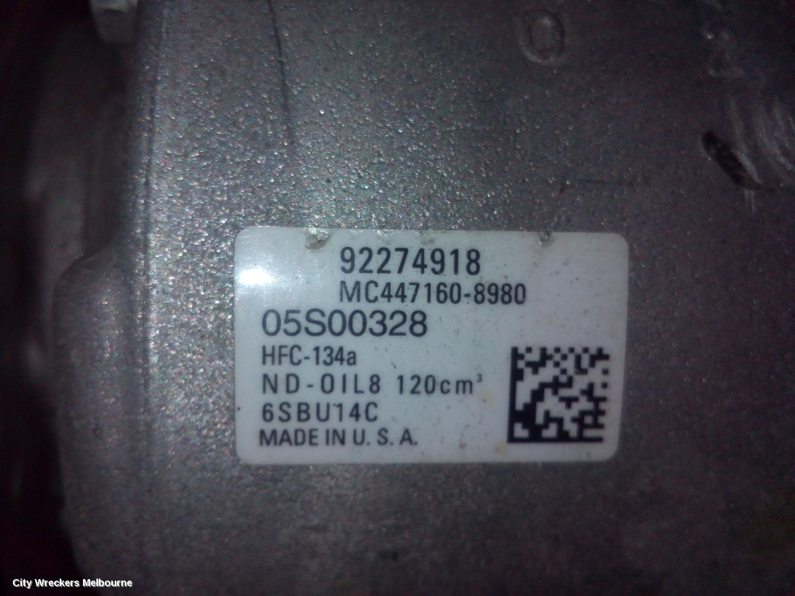 HOLDEN COMMODORE A/C COMPRESSOR, VF, 3.0, 05/2013 - 12/2017