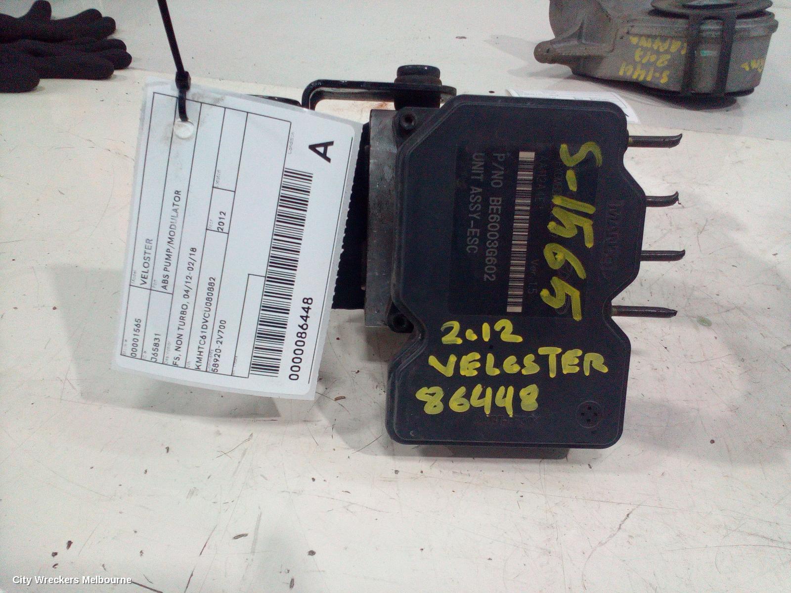 HYUNDAI VELOSTER ABS PUMP/MODULATOR, FS, NON TURBO, 04/2012 - 02/2018