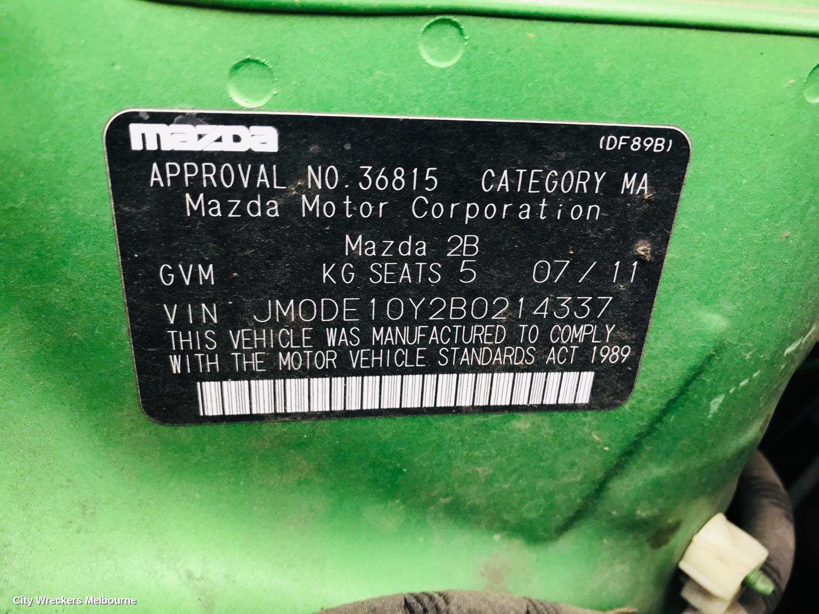 MAZDA 2 SUNVISOR, DE SERIES, LH SIDE, 09/2007 - 09/2014