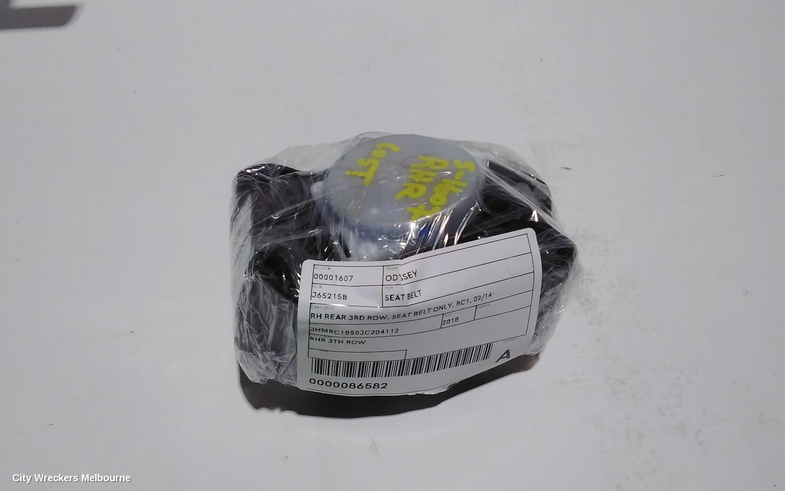 HONDA ODYSSEY SEATBELT/STALK, RH REAR 3RD ROW, SEAT BELT ONLY, RC1, 02/2014 ONWARDS