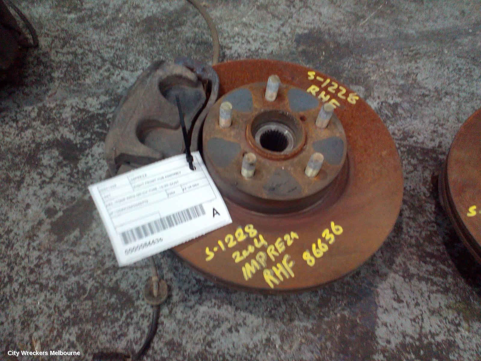 SUBARU IMPREZA RIGHT FRONT HUB ASSEMBLY, ABS, (TONE RING ON CV) TYPE, 10/1999 - 04/2007