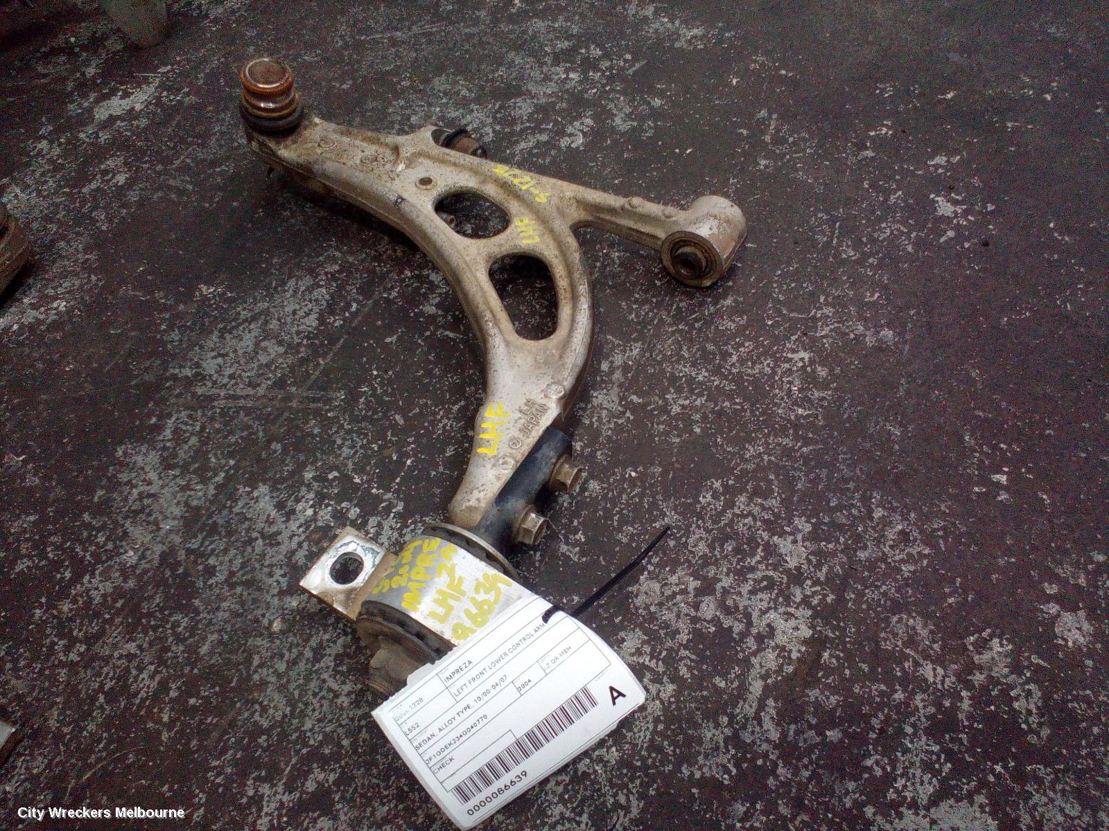 SUBARU IMPREZA LEFT FRONT LOWER CONTROL ARM, SEDAN, ALLOY TYPE, 10/2000 - 04/2007