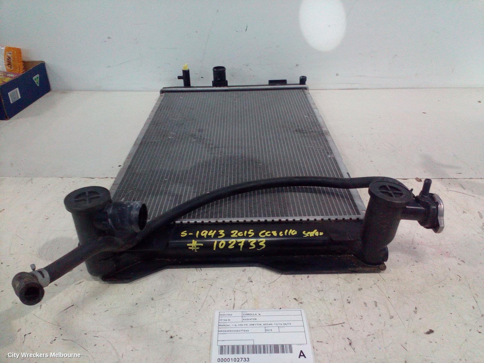TOYOTA COROLLA RADIATOR, MANUAL, 1.8, 2ZR-FE, ZRE172R, SEDAN, 12/2013 - 06/2019
