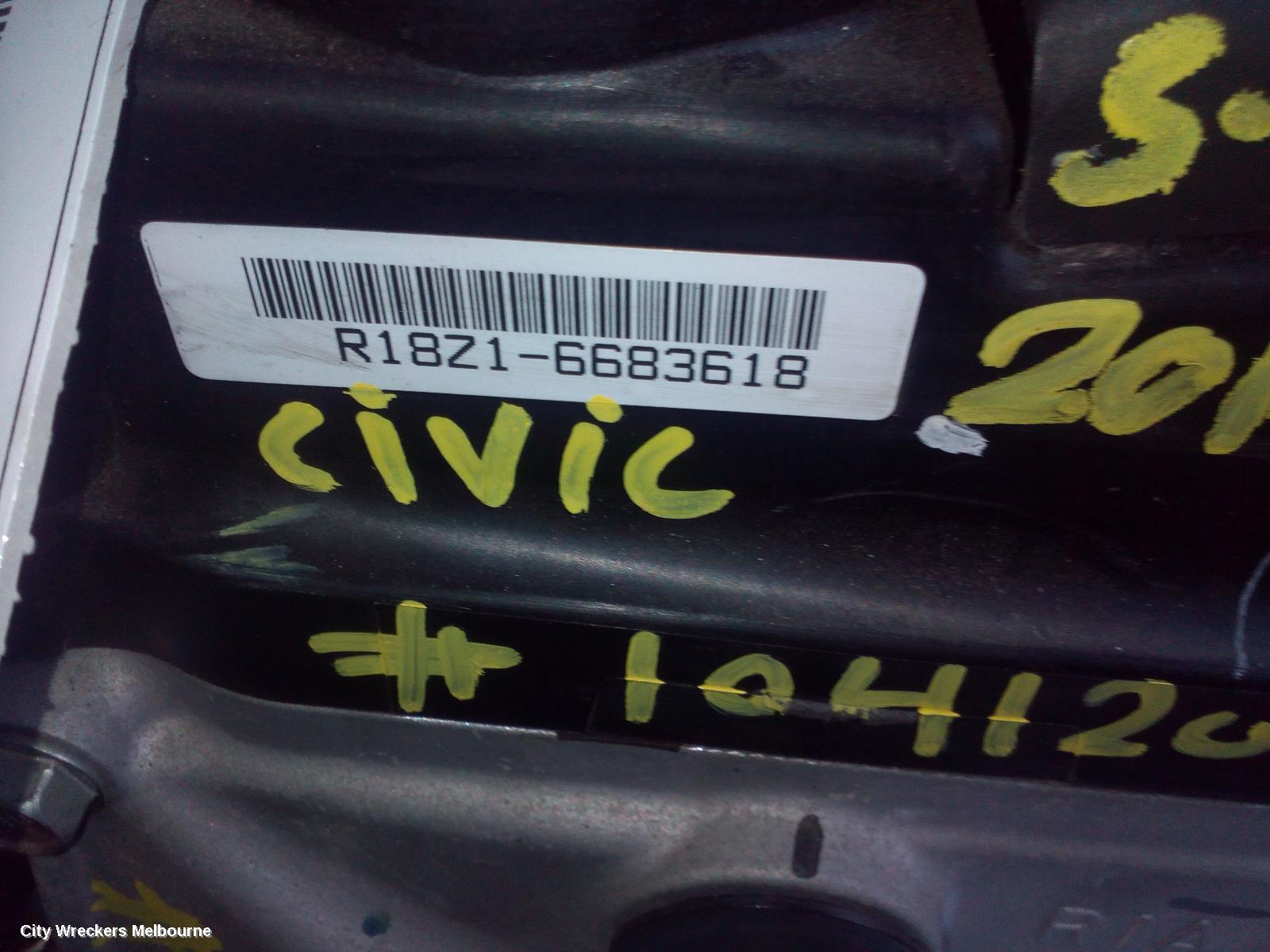 HONDA CIVIC ENGINE, PETROL, 1.8, 10TH GEN, 05/2016 ONWARDS