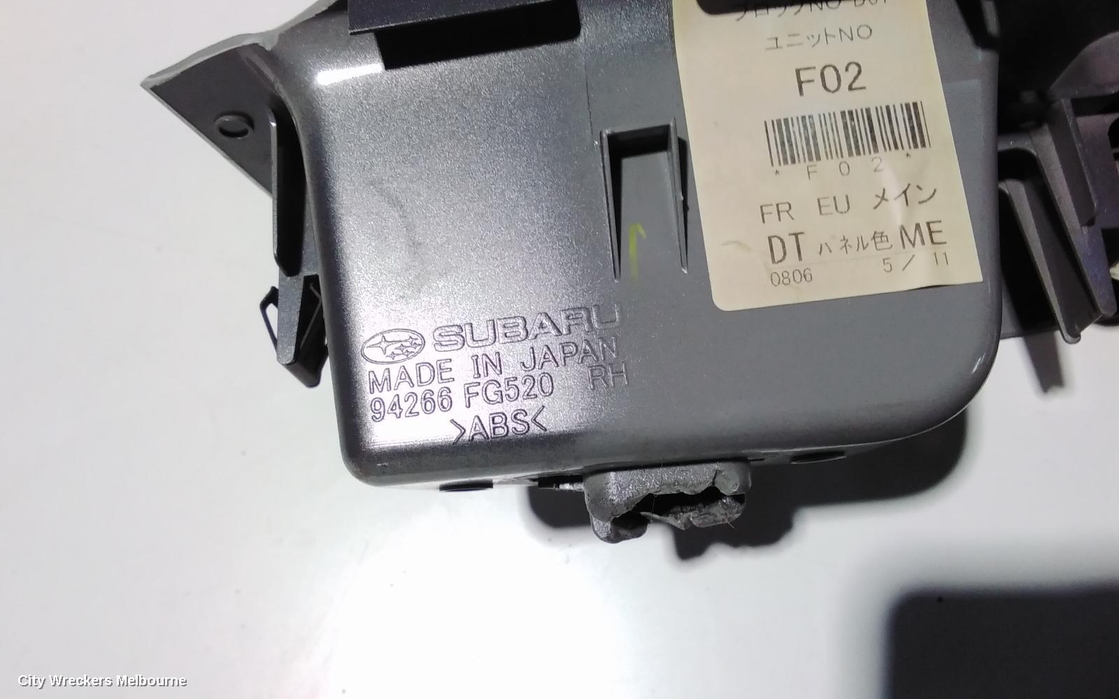 SUBARU IMPREZA PWR DR WIND SWITCH, RH FRONT (MASTER SWITCH), F13, G3, 05/2010 - 12/2013