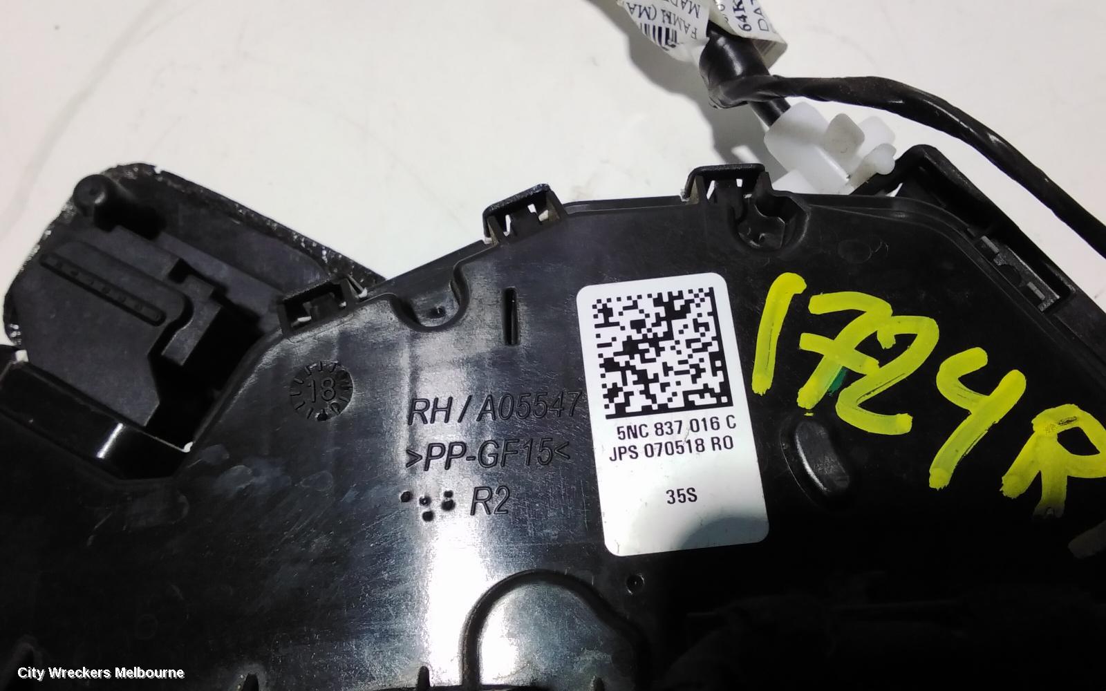 VOLKSWAGEN TIGUAN DOOR/BOOT/GATE LOCK, RIGHT FRONT DOOR LOCK, 5NA, ALLSPACE, P/N 5NN837016C, 10/2018 ONWARDS