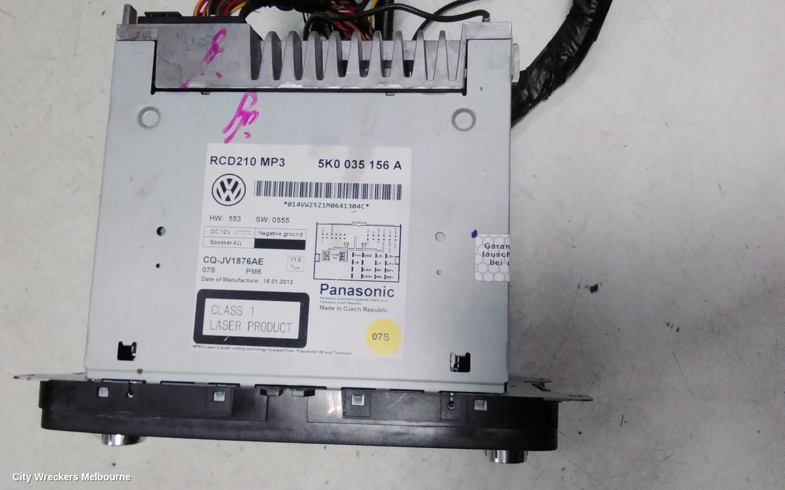 VOLKSWAGEN CADDY RADIO/CD/DVD/SAT/TV, CD PLAYER (RCD210), 2K, 08/2010 - 06/2015