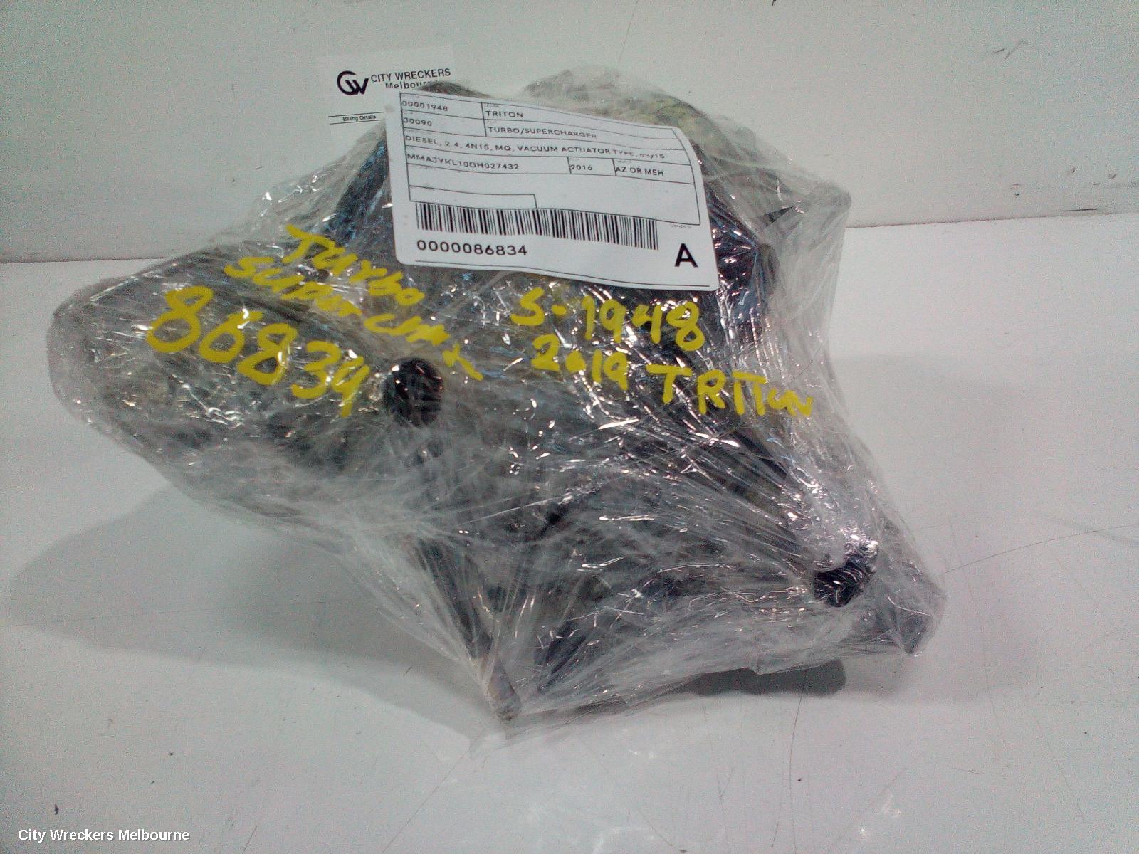 MITSUBISHI TRITON TURBO SUPERCHARGER, DIESEL, 2.4, 4N15, MQ, VACUUM ACTUATOR TYPE, 03/2015 - 10/2018