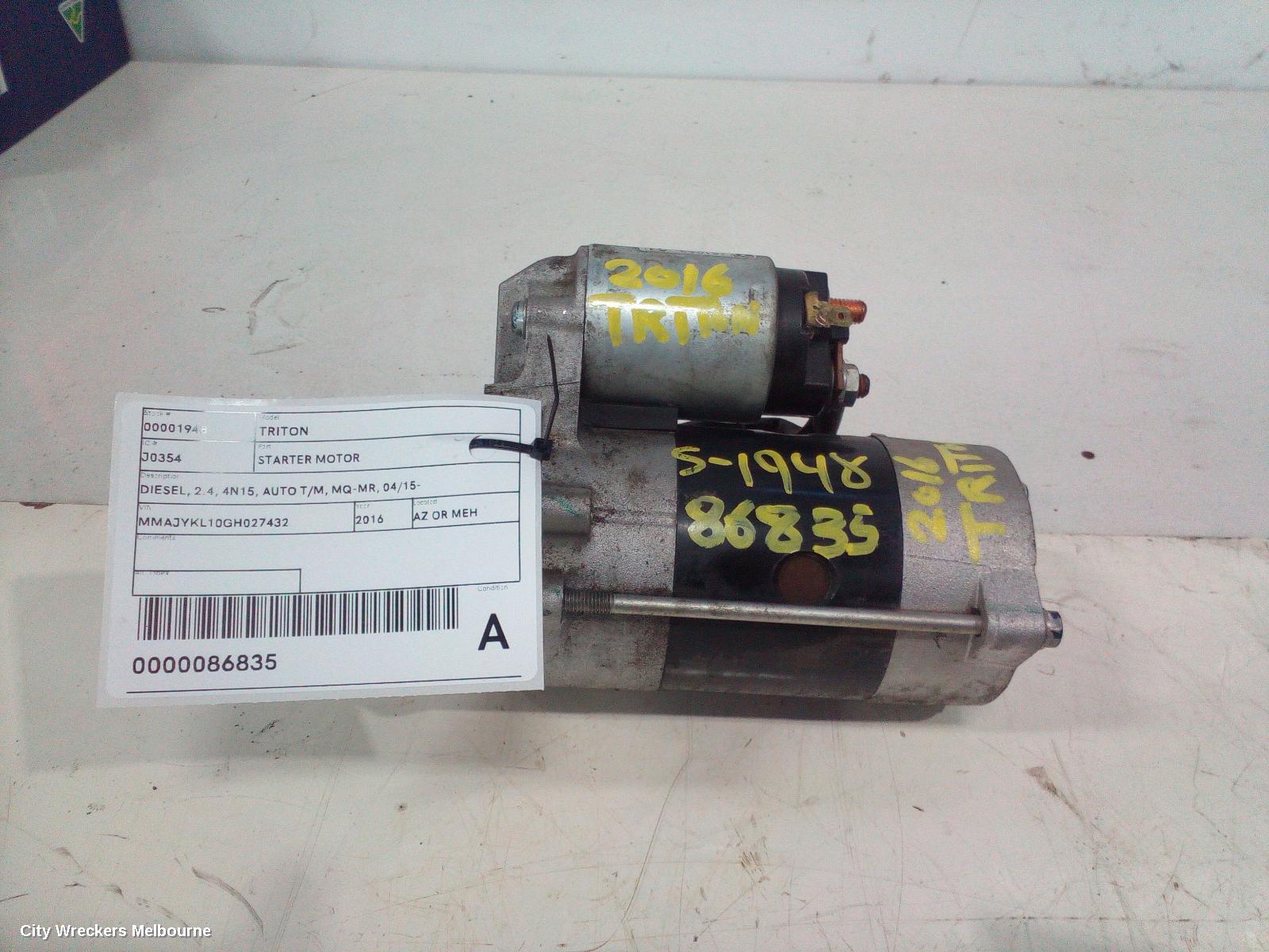 MITSUBISHI TRITON STARTER, DIESEL, 2.4, 4N15, AUTO T/M, MQ-MR, 04/2015 ONWARDS
