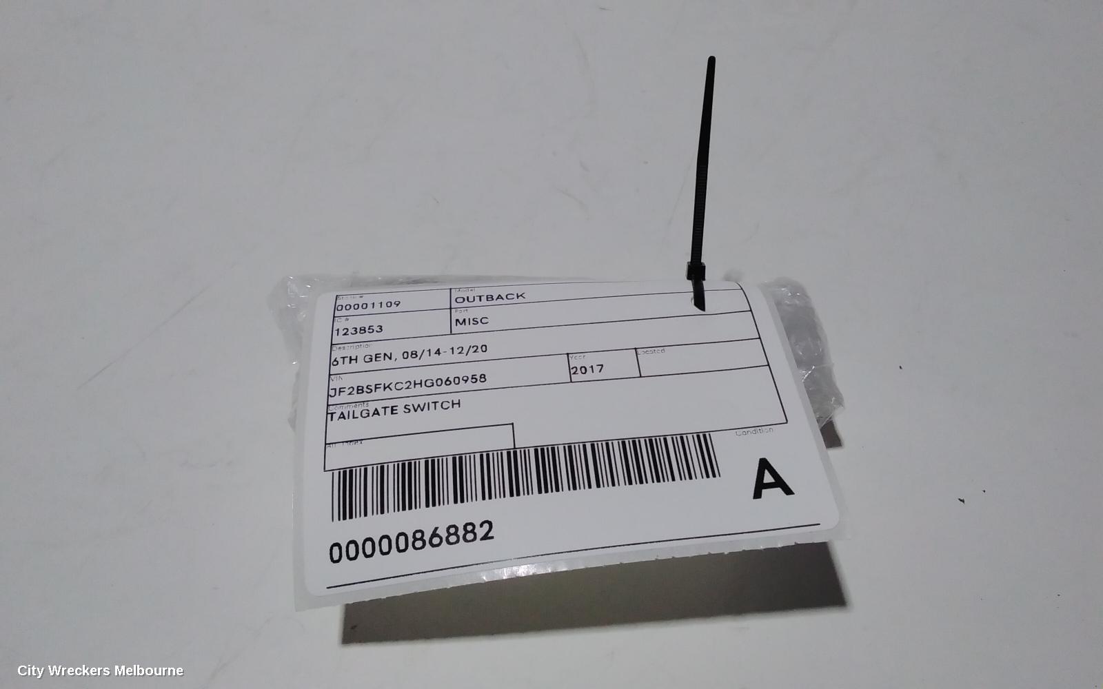 SUBARU OUTBACK, 6TH GEN, 08/2014 - 12/2020, TAILGATE SWITCH: 86882