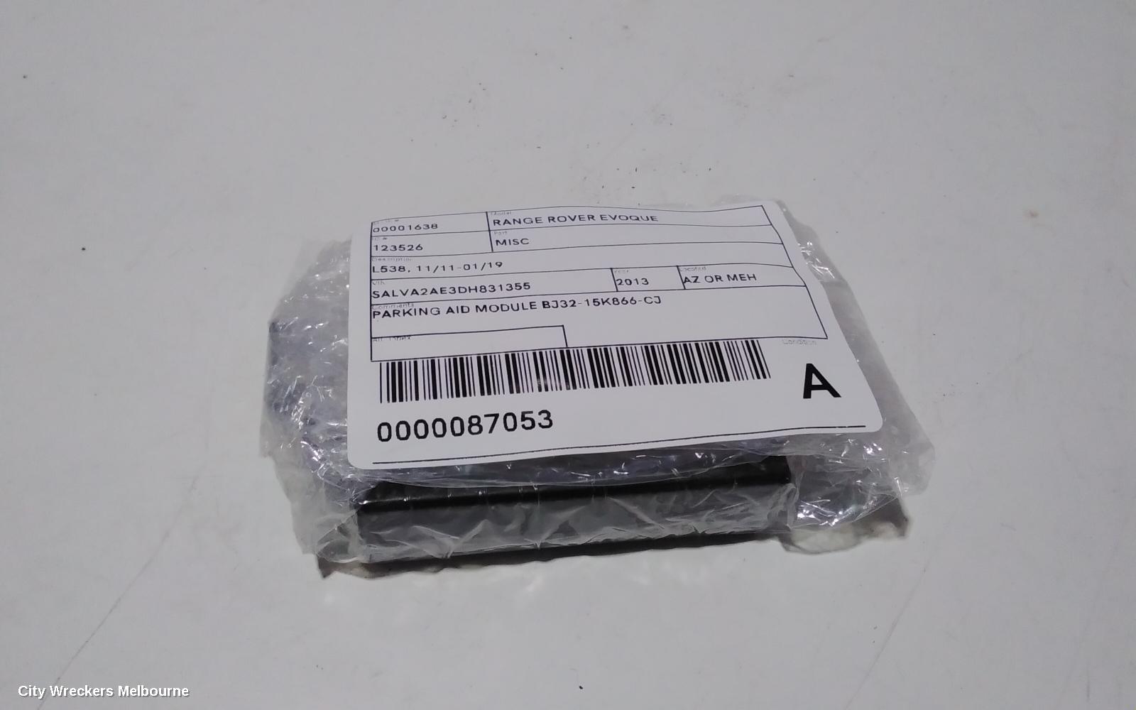 LAND ROVER RANGEROVER EVOQUE, L538, 11/2011 - 01/2019, PARKING AID MODULE BJ32-15K866-CJ: 87053