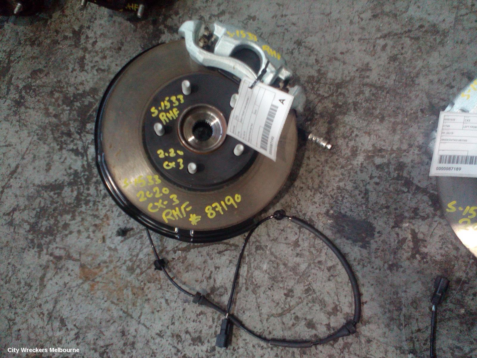 MAZDA CX3 RIGHT FRONT HUB ASSEMBLY, DK, 03/2015 ONWARDS