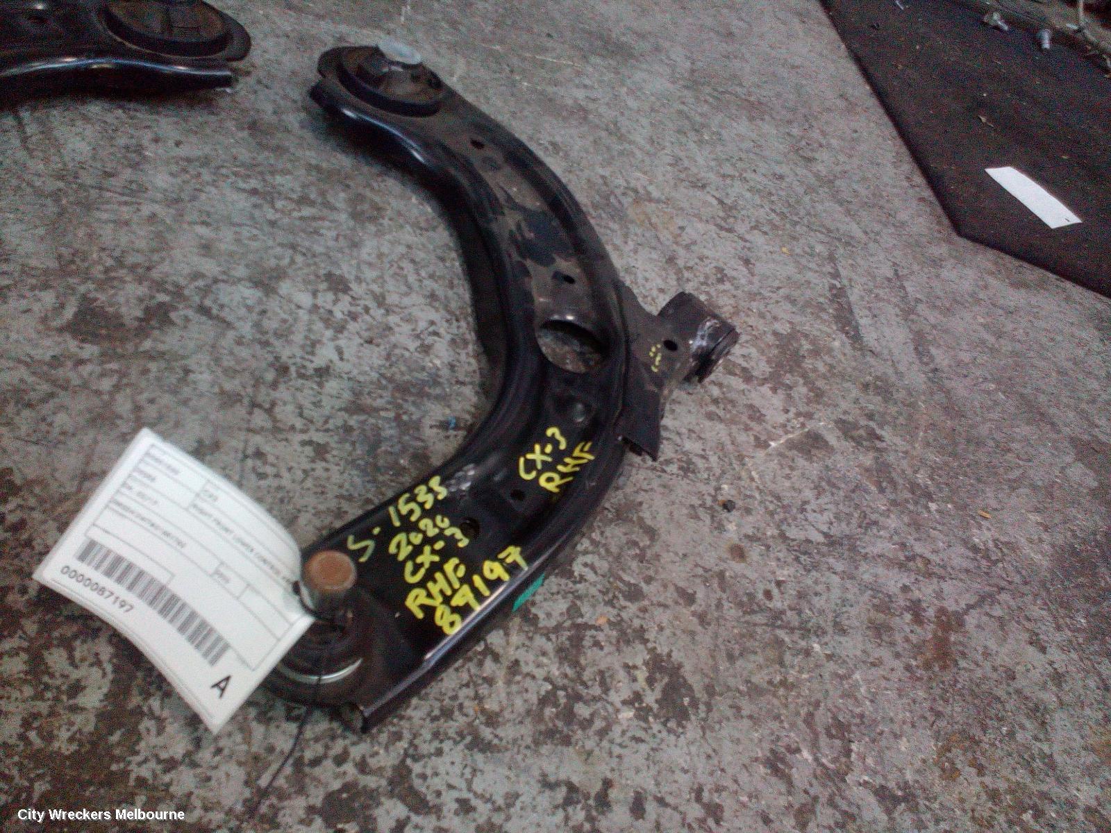 MAZDA CX3 RIGHT FRONT LOWER CONTROL ARM, DK, 02/2017 ONWARDS