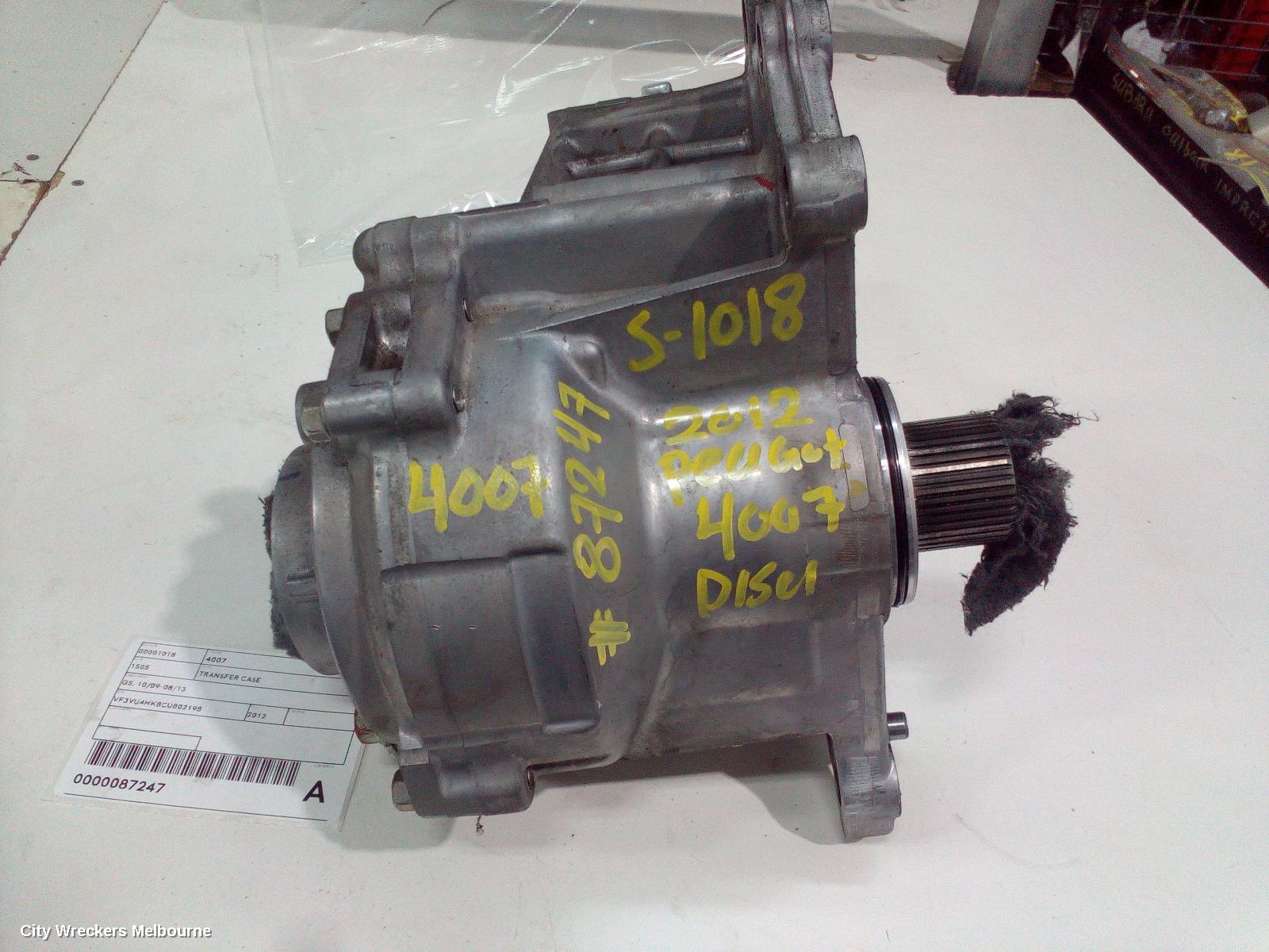 PEUGEOT 4007 TRANSFER CASE, GS, 10/2009 - 08/2013