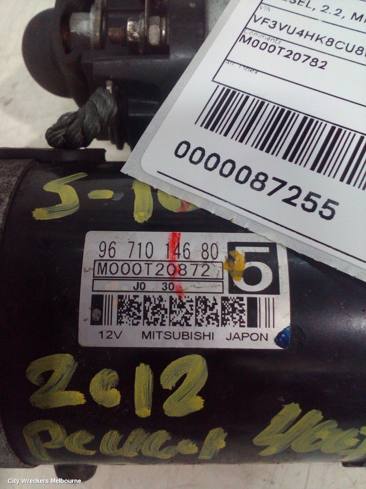 PEUGEOT 4007 STARTER, DIESEL, 2.2, MITS M000T20872, GS, 11/2009 - 08/2013