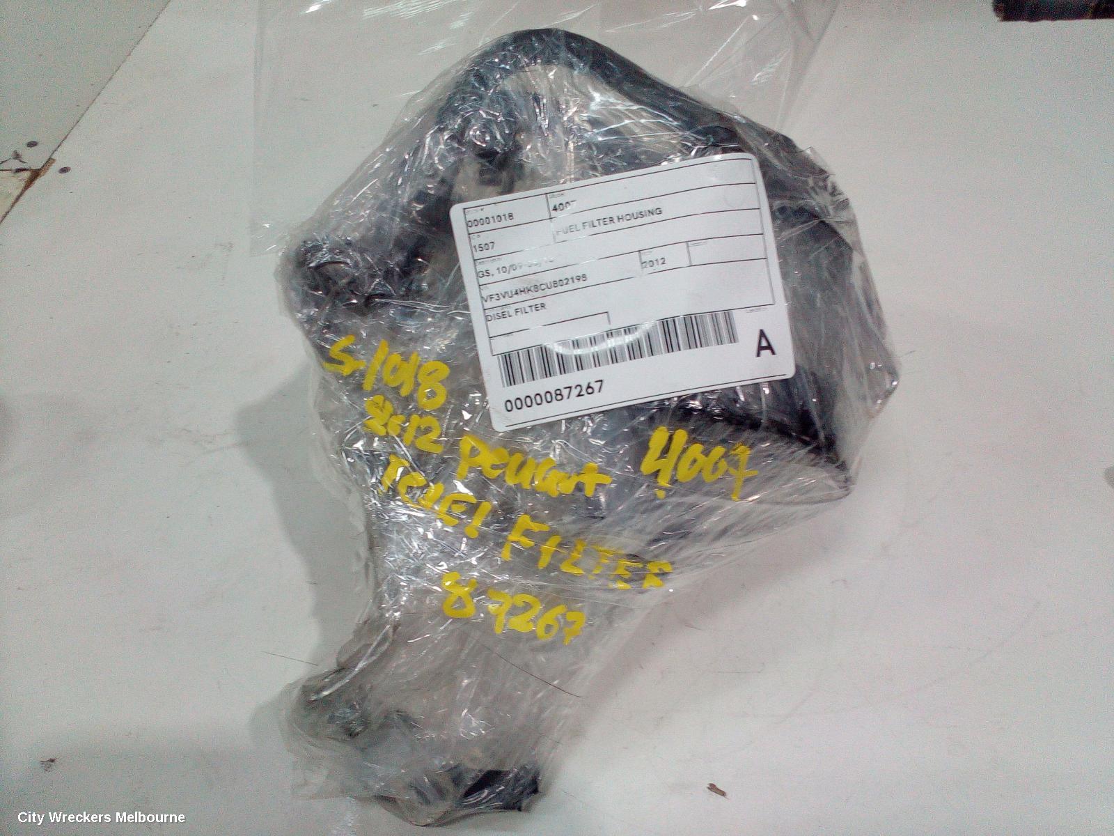 PEUGEOT 4007 FUEL FILTER HOUSING, GS, 10/2009 - 08/2013