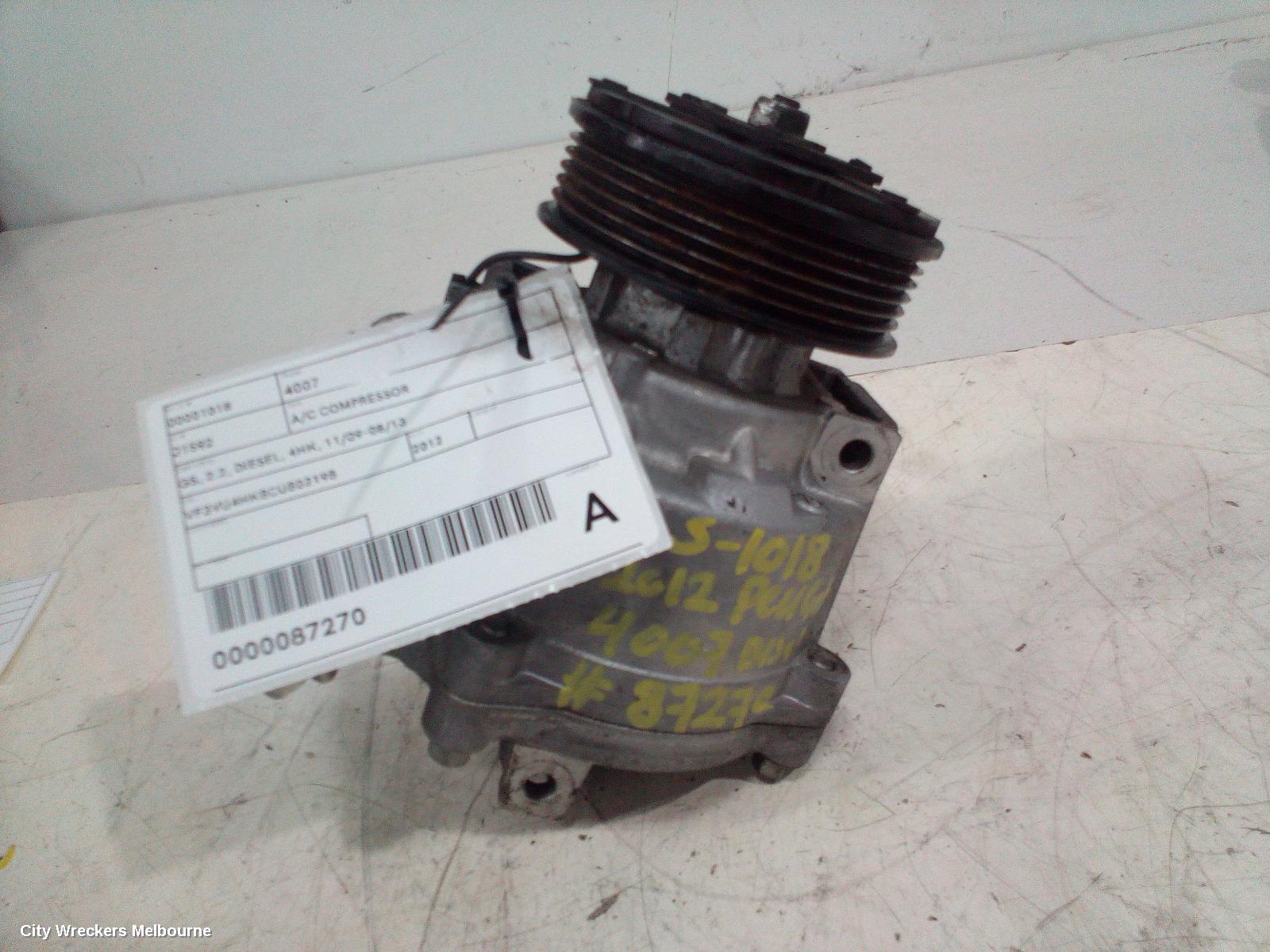 PEUGEOT 4007 A/C COMPRESSOR, GS, 2.2, DIESEL, 4HK, 11/2009 - 08/2013