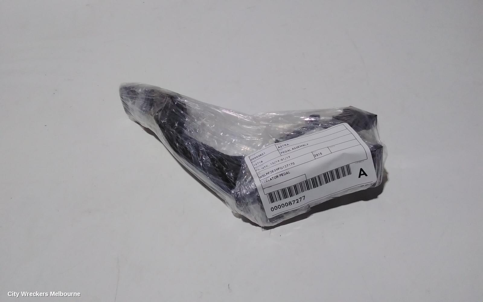 HOLDEN ASTRA PEDAL ASSEMBLY, PJ, GTC, 12/2014 - 01/2017