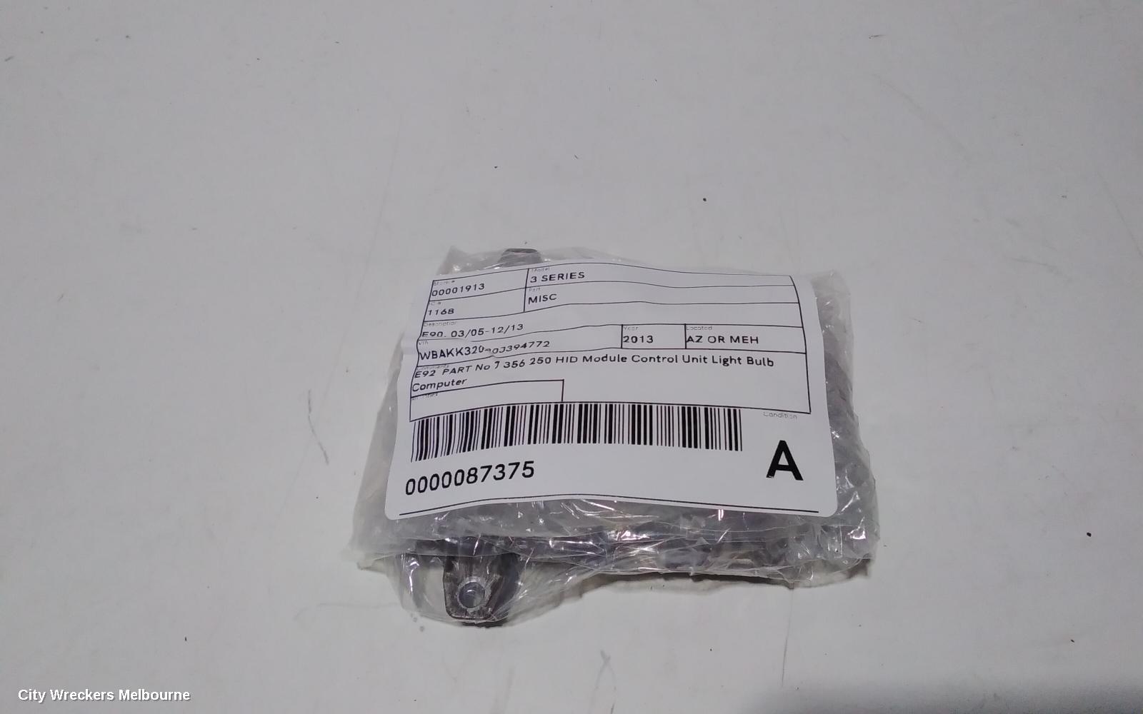 BMW 3 SERIES, E90, 03/2005 - 12/2013, E92  PART NO 7 356 250 HID MODULE CONTROL UNIT LIGHT BULB COMPUTER : 87375